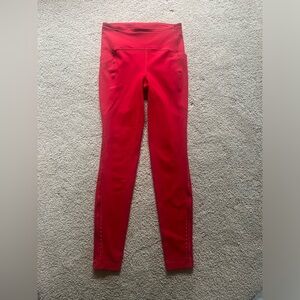 Red Lululemon swift speed high rise 28” leggings with pockets.